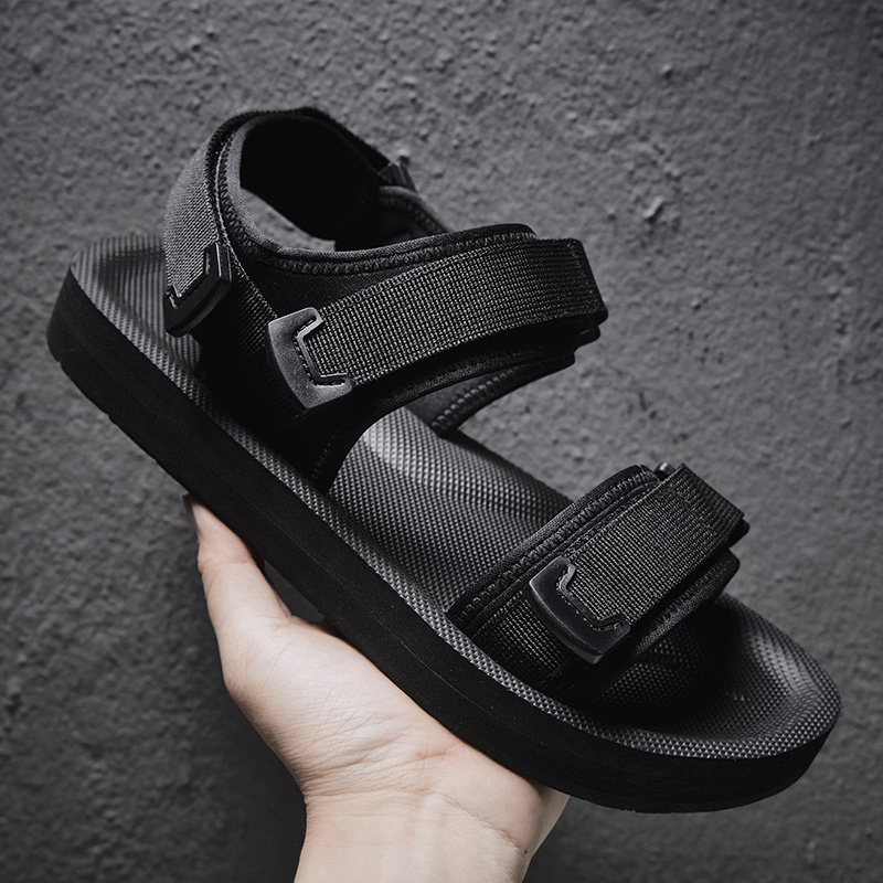 Men Shoes Velcro - Sandales plates réglables pour pieds larges,
