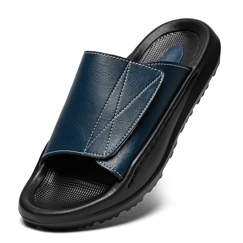 Men Shoes Velcro - Mules en cuir Easy-top pour hommes,