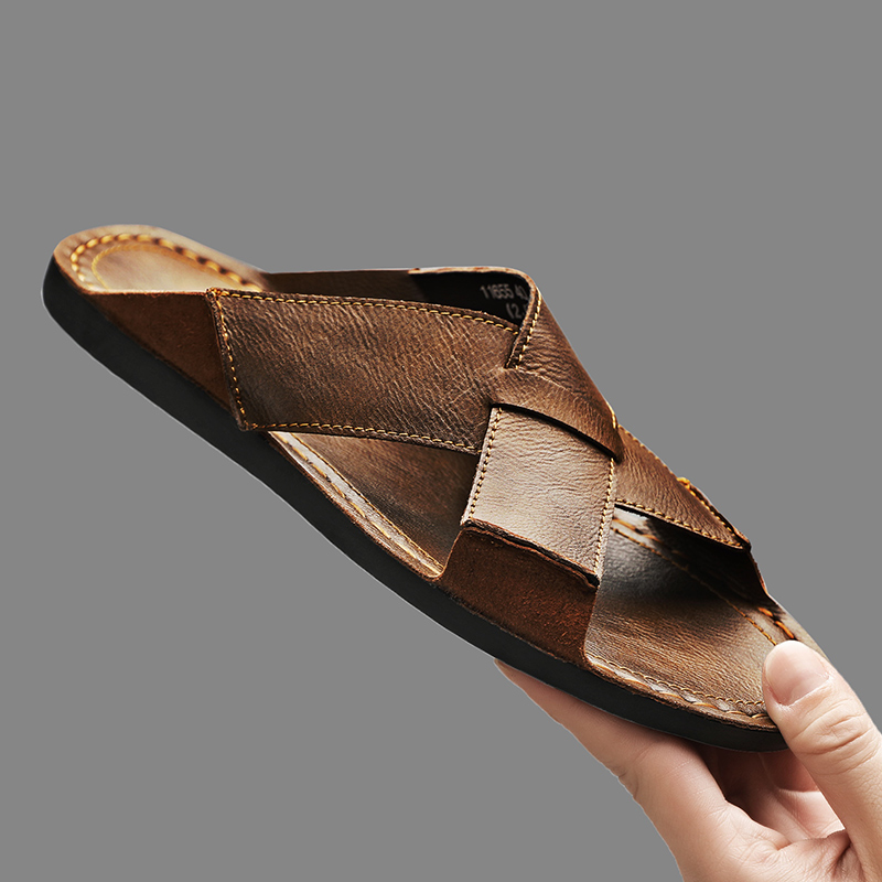 Men'S Shoes Hey Dude - Mode en cuir véritable hommes pantoufles