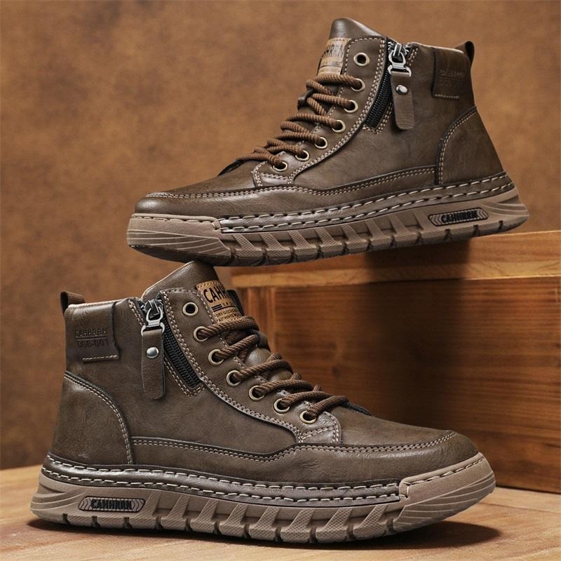 Men'S Shoes Comfortable Walking - Bottes hautes en cuir pour hommes,