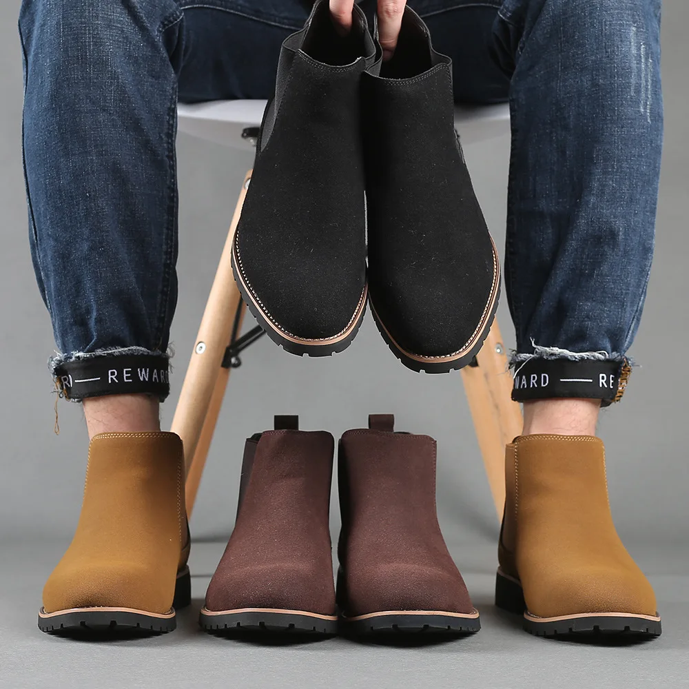 Chelsea Boots Suede - Hommes bottines Style britannique daim cuir