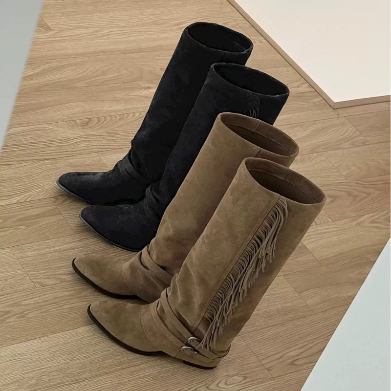 Chelsea Boots Suede - Femmes bottes hautes gland conception bottes