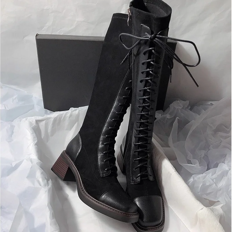 Bottes hautes à lacets croisés - Chelsea Boots Suede avis et prix