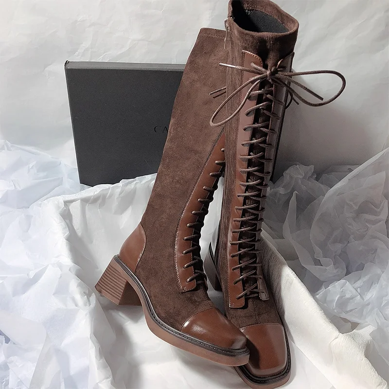 Bottes hautes à lacets croisés - Chelsea Boots Suede avis et prix