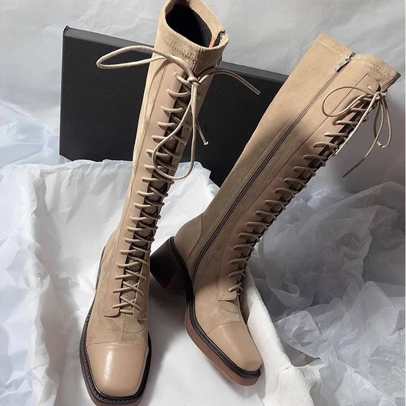 Bottes hautes à lacets croisés - Chelsea Boots Suede avis et prix