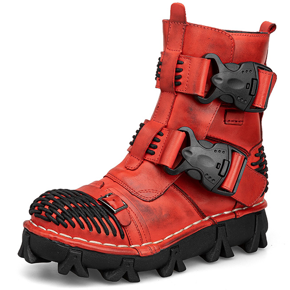 Bottes de moto en cuir véritab - Men Shoes Red avis et prix