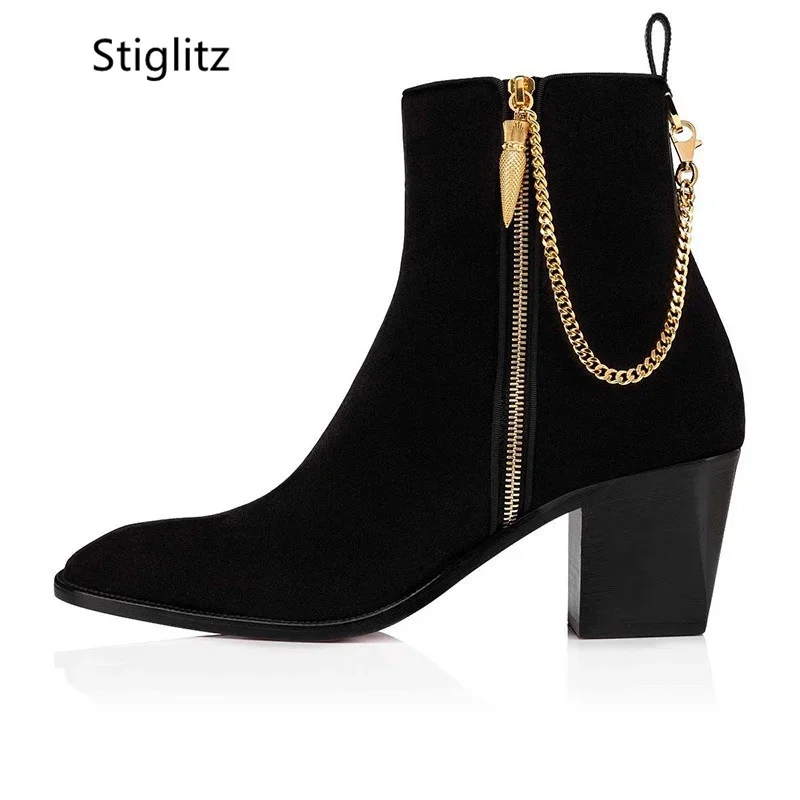 Bottines en daim avec chaîne d - Men Shoes Red avis et prix