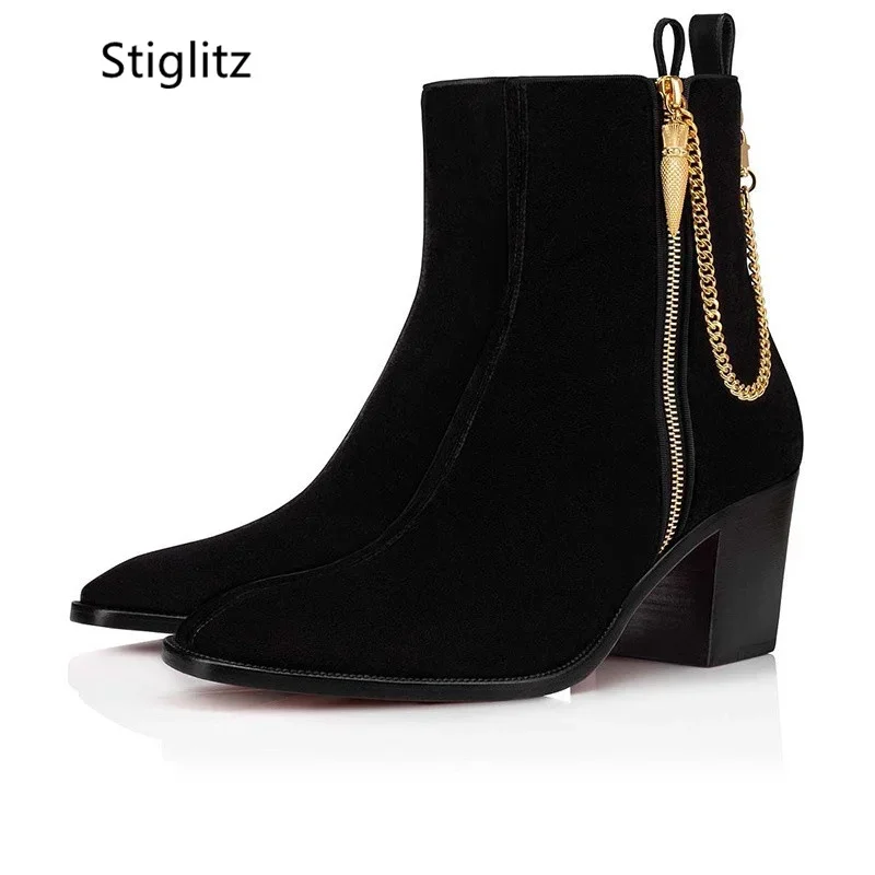 Bottines en daim avec chaîne d - Men Shoes Red avis et prix
